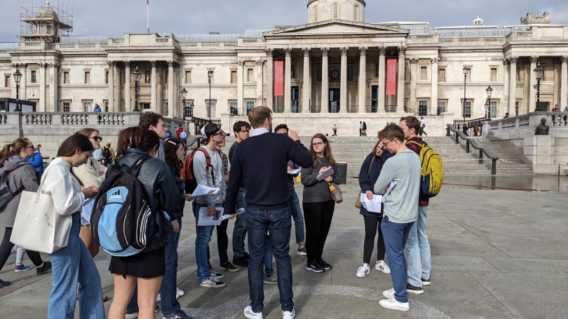 Students standing outside the London National Gallery
