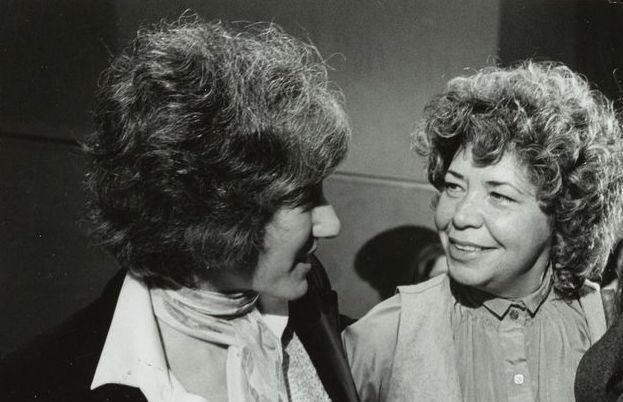 Marysa Navarro-Aranguren (right) with Brenda Silver, Mary Brinsmead Wheelock Professor Emerita (Photo by Nancy Wasserman)