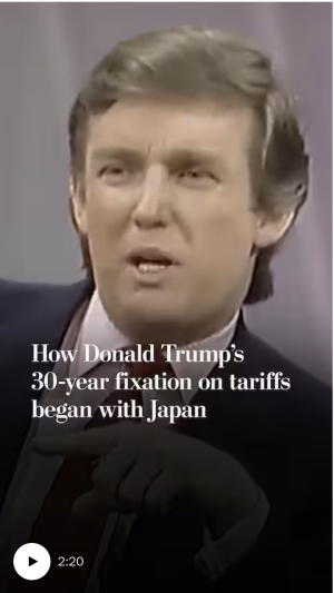How Trump's 30-year fixation on tariffs began with Japan. Washington Post. April 1, 2025 